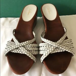 Cole Haan white weave sandals